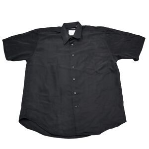 Platoon Shirt Mens L Black Plain Button Up Short Sleeve Collared Casual Top